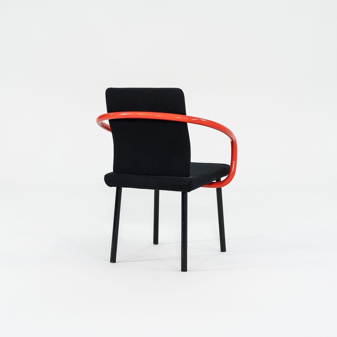 1990s Ettore Sottsass for Knoll Mandarin Dining Chairs in Orange w/ Upholstery For Sale 1