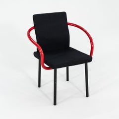 1990s Ettore Sottsass for Knoll Mandarin Dining Chairs in Red w/ Upholstery