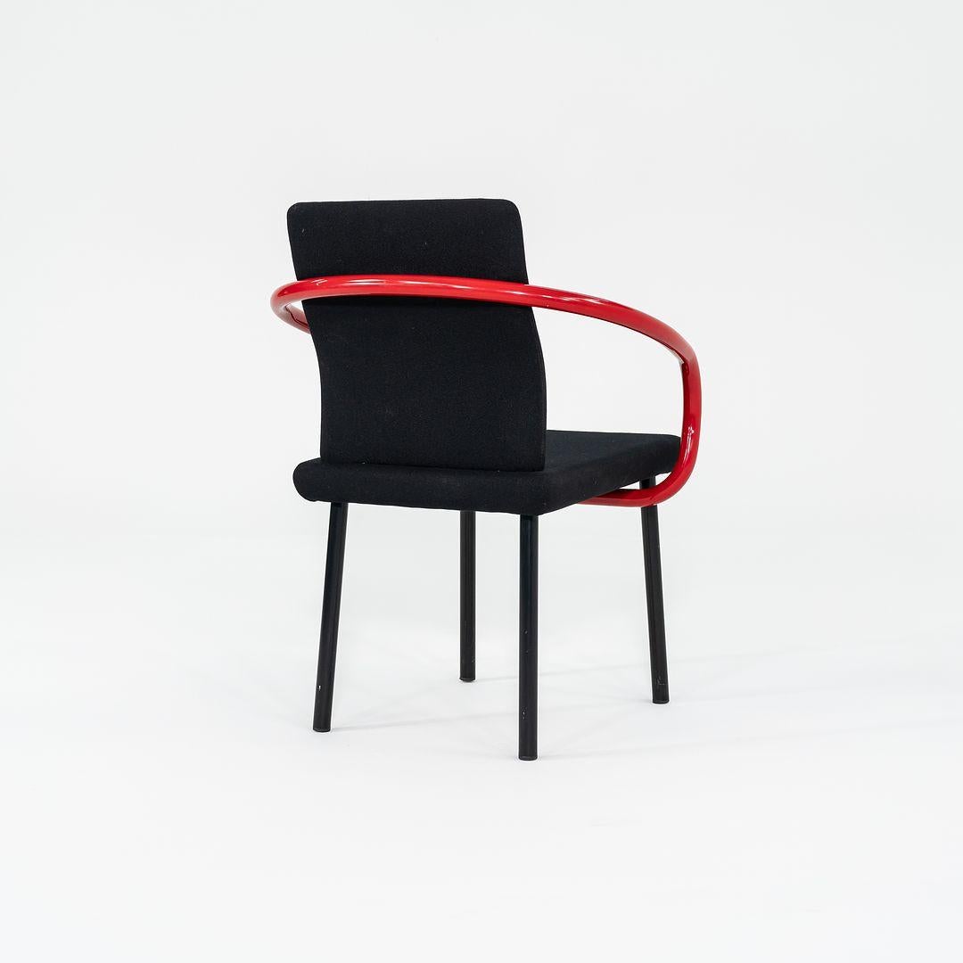 Acciaio Sedie da pranzo Mandarin di Ettore Sottsass per Knoll del 1990 in rosso con imbottitura in vendita