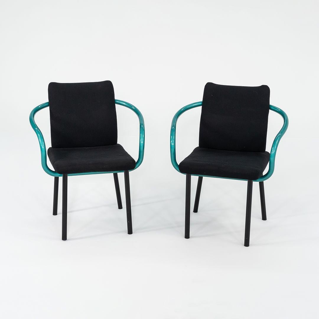 1990s Ettore Sottsass for Knoll Mandarin Dining Chairs in Teal w/ Upholstery For Sale 3