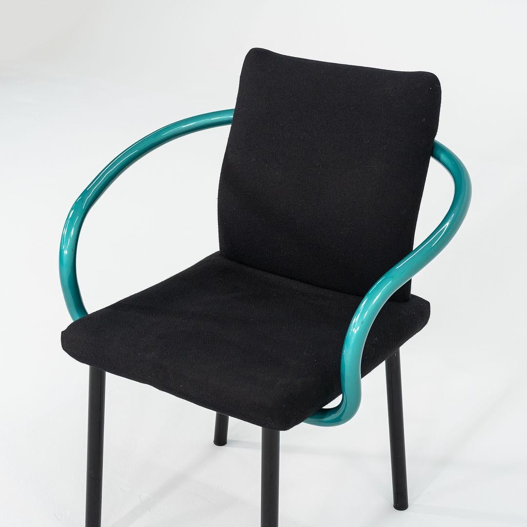 1990s Ettore Sottsass for Knoll Mandarin Dining Chairs in Teal w/ Upholstery For Sale 4