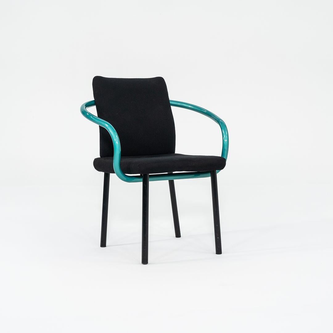 Modern 1990s Ettore Sottsass for Knoll Mandarin Dining Chairs in Teal w/ Upholstery For Sale