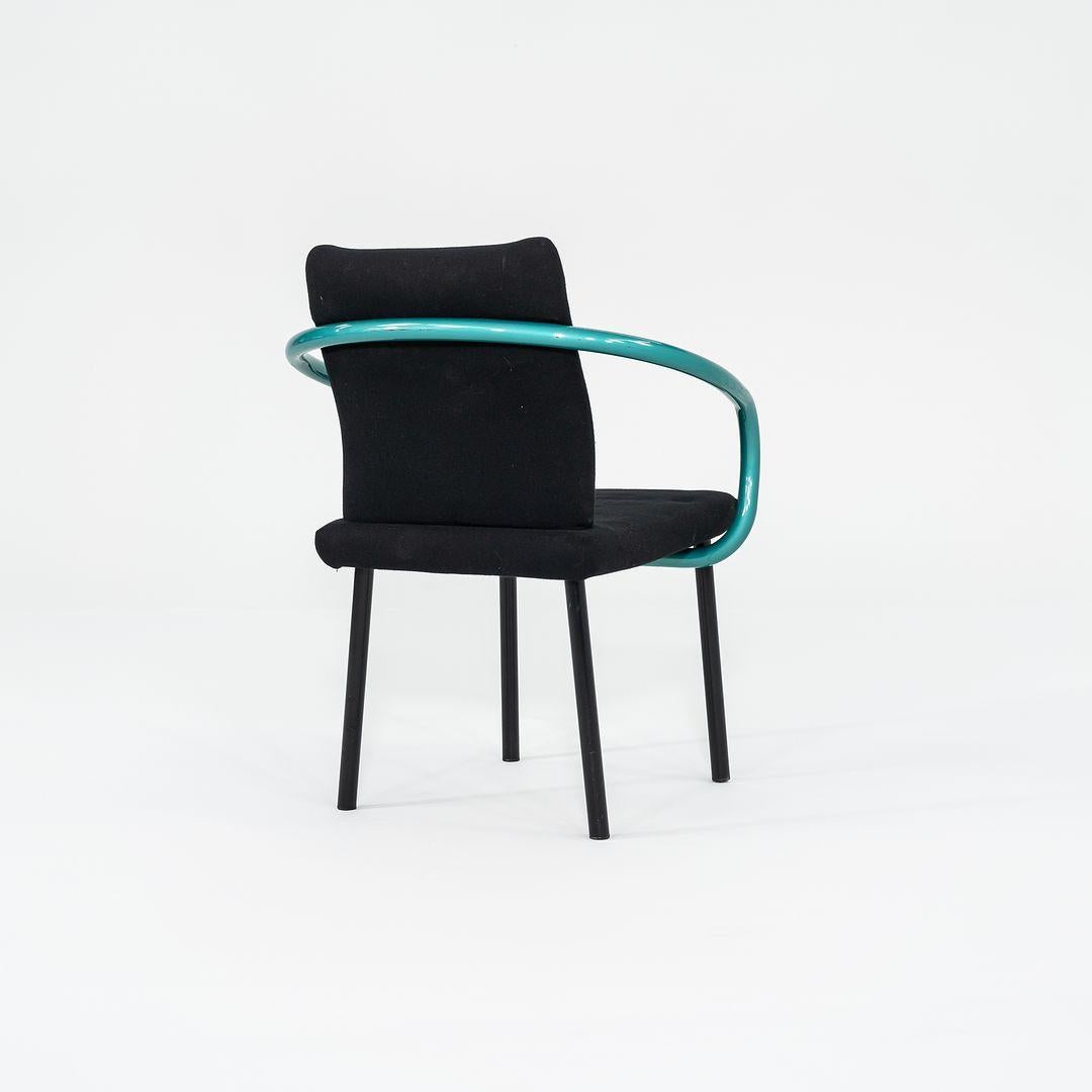 American 1990s Ettore Sottsass for Knoll Mandarin Dining Chairs in Teal w/ Upholstery For Sale