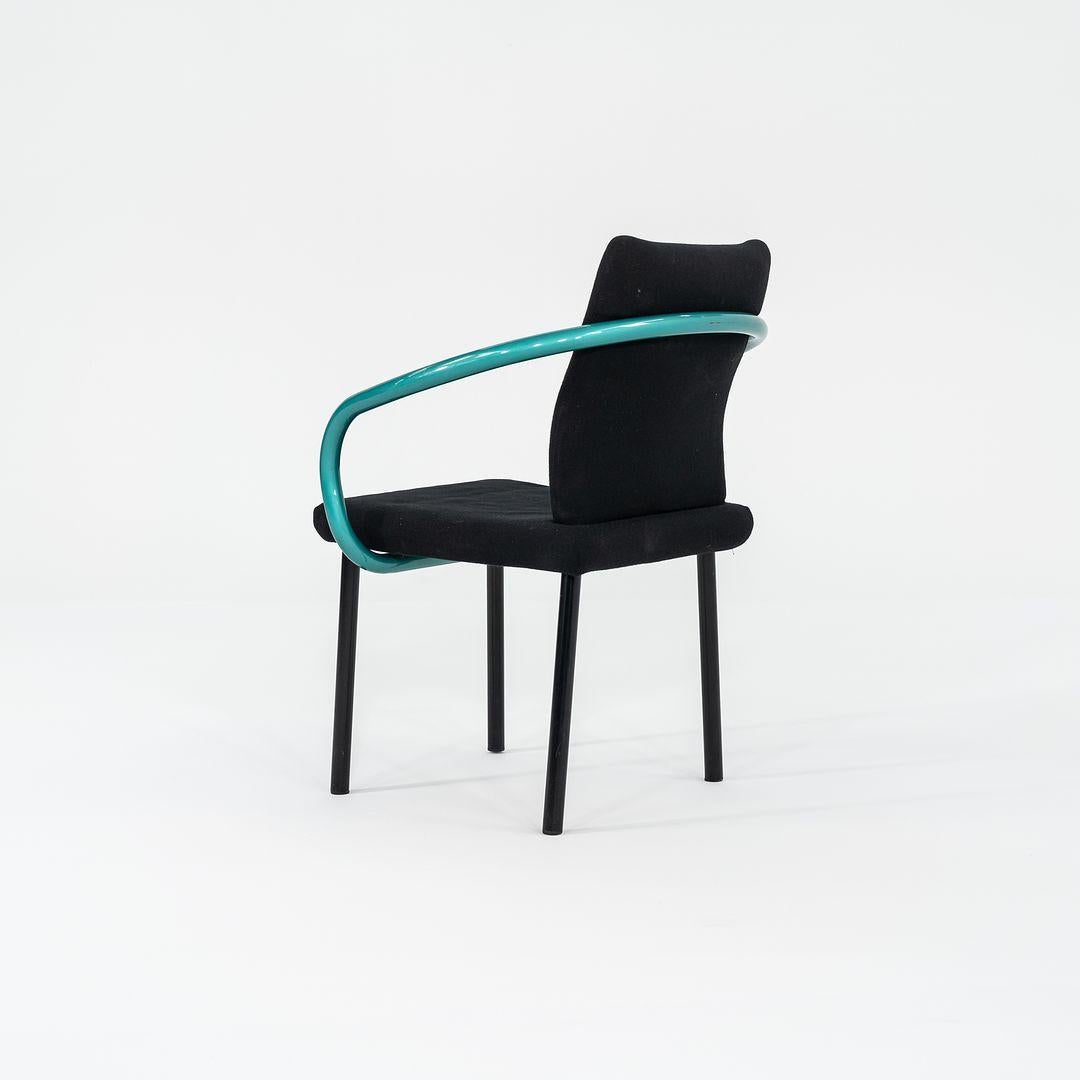 1990s Ettore Sottsass for Knoll Mandarin Dining Chairs in Teal w/ Upholstery In Good Condition For Sale In Philadelphia, PA