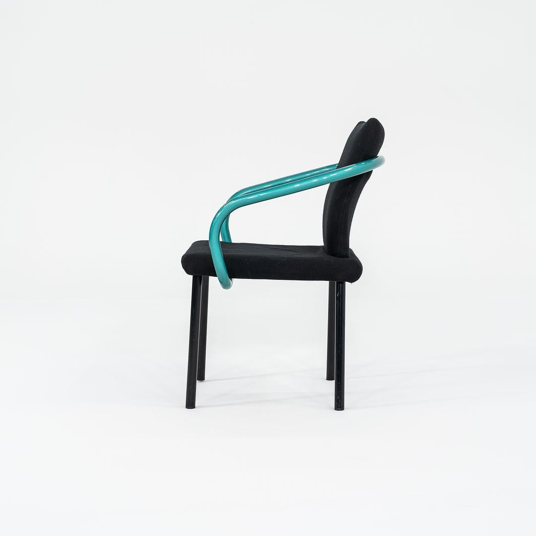 Late 20th Century 1990s Ettore Sottsass for Knoll Mandarin Dining Chairs in Teal w/ Upholstery For Sale
