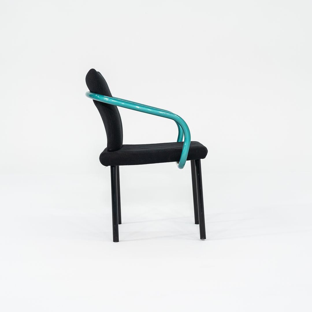 Steel 1990s Ettore Sottsass for Knoll Mandarin Dining Chairs in Teal w/ Upholstery For Sale