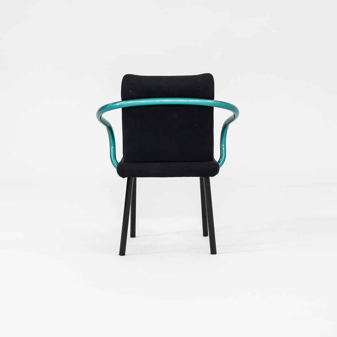 1990s Ettore Sottsass for Knoll Mandarin Dining Chairs in Teal w/ Upholstery For Sale 2
