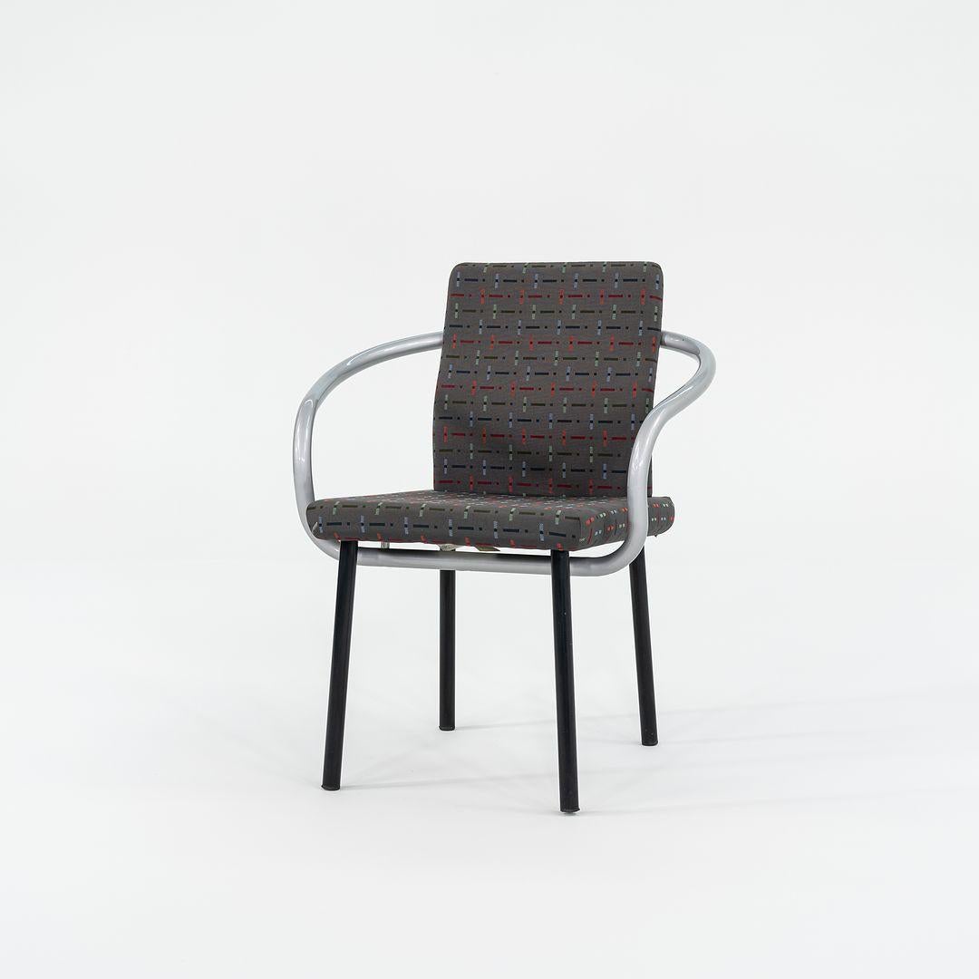 1990s Ettore Sottsass Mandarin Dining Chair in Silver w/ Grey Upholstery For Sale 3