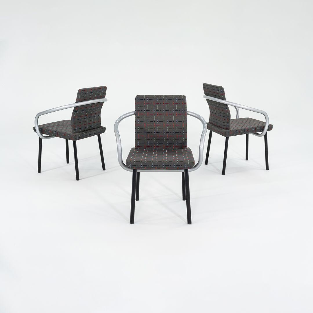 1990s Ettore Sottsass Mandarin Dining Chair in Silver w/ Grey Upholstery For Sale 4