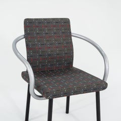 1990s Ettore Sottsass Mandarin Dining Chair in Silver w/ Grey Upholstery