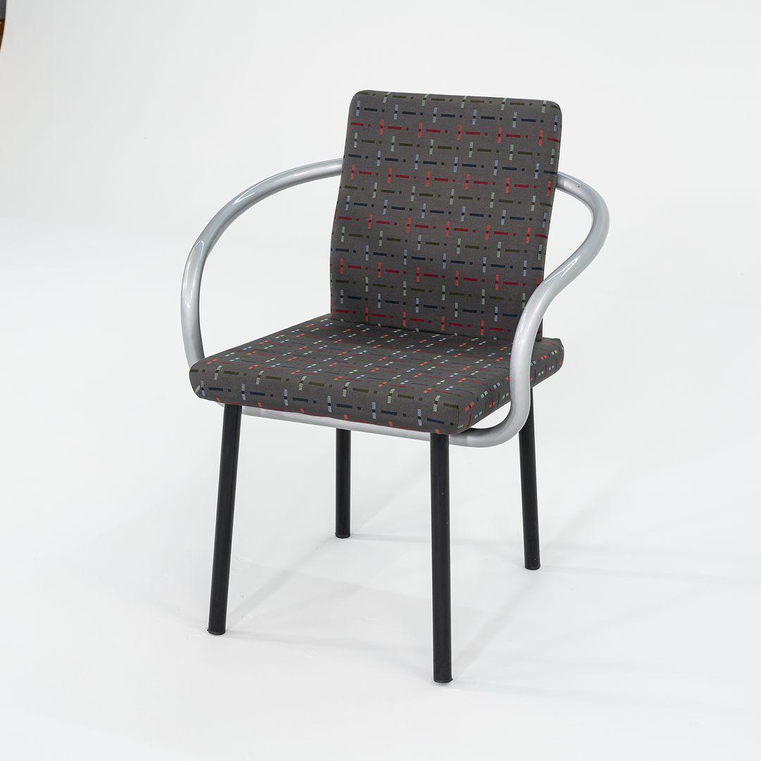 Modern 1990s Ettore Sottsass Mandarin Dining Chair in Silver w/ Grey Upholstery For Sale