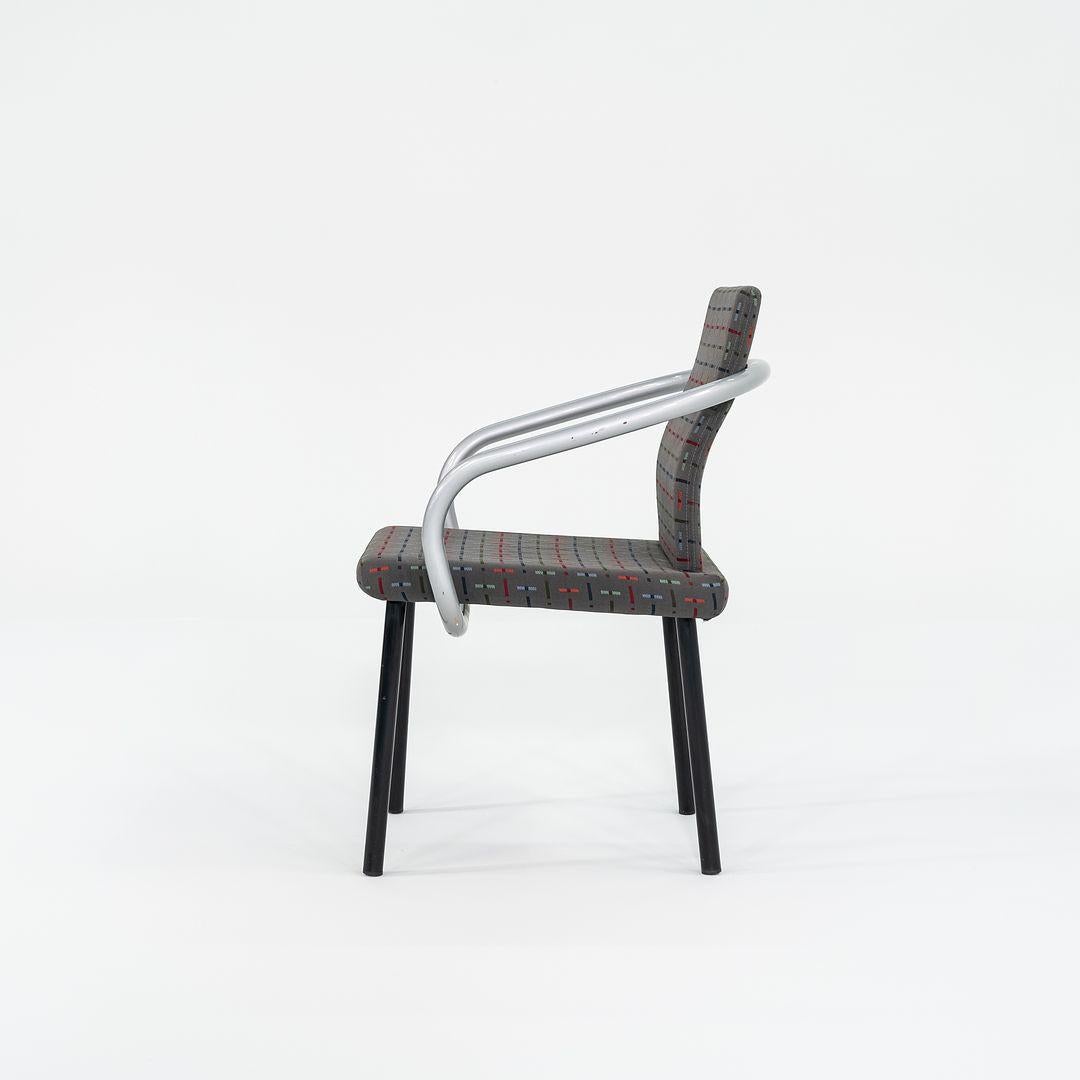 American 1990s Ettore Sottsass Mandarin Dining Chair in Silver w/ Grey Upholstery For Sale