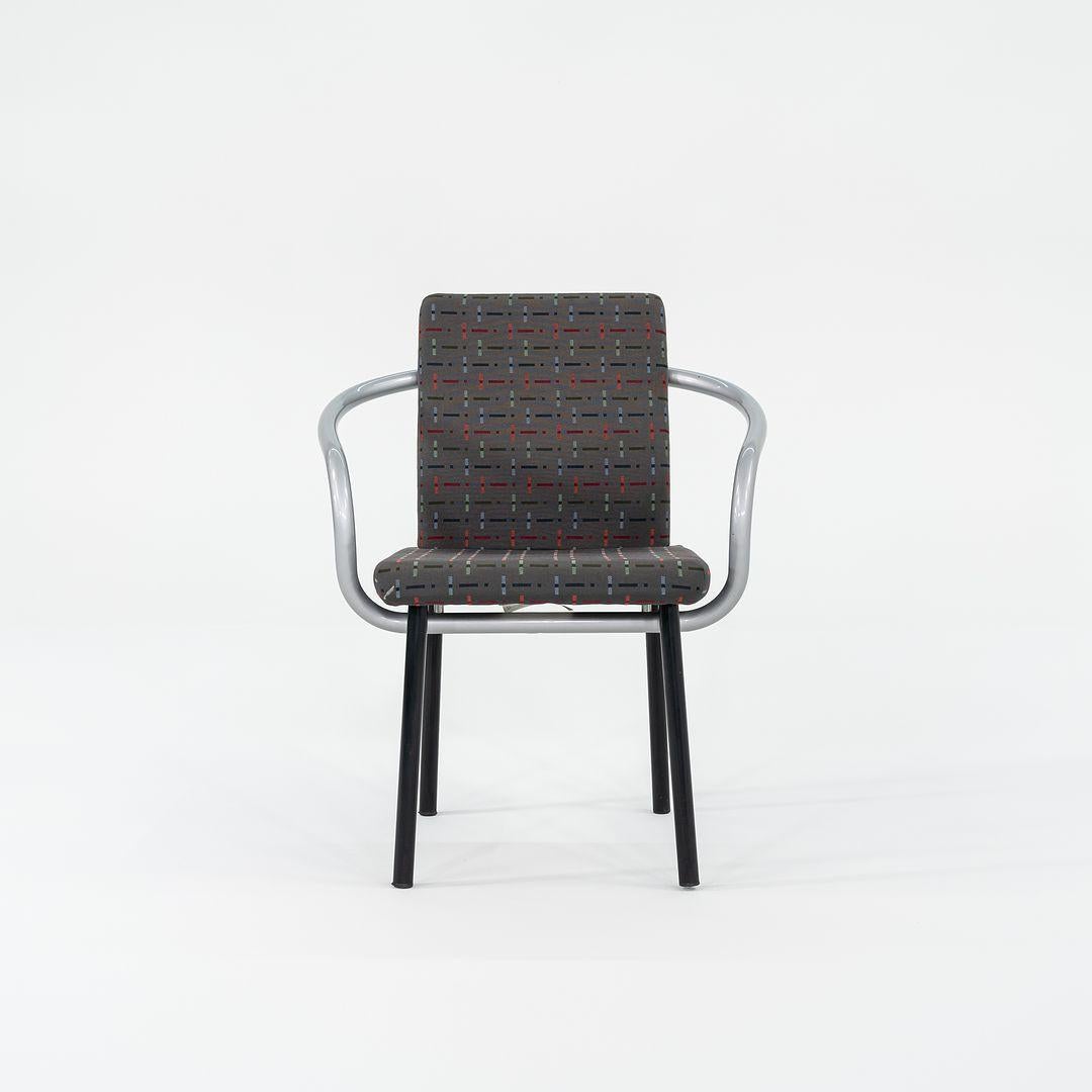 1990s Ettore Sottsass Mandarin Dining Chair in Silver w/ Grey Upholstery In Good Condition For Sale In Philadelphia, PA