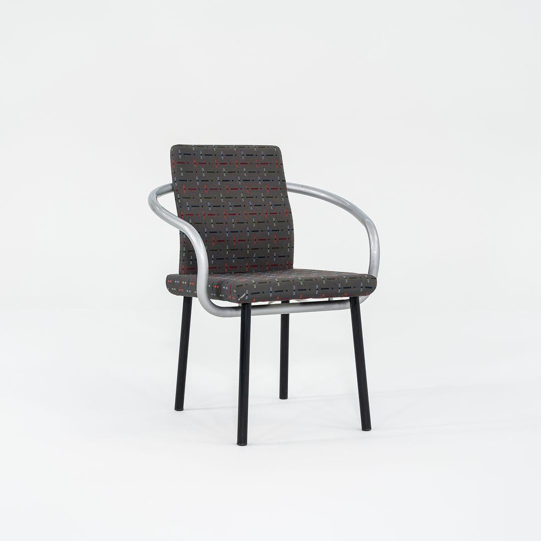 1990s Ettore Sottsass Mandarin Dining Chair in Silver w/ Grey Upholstery For Sale 1