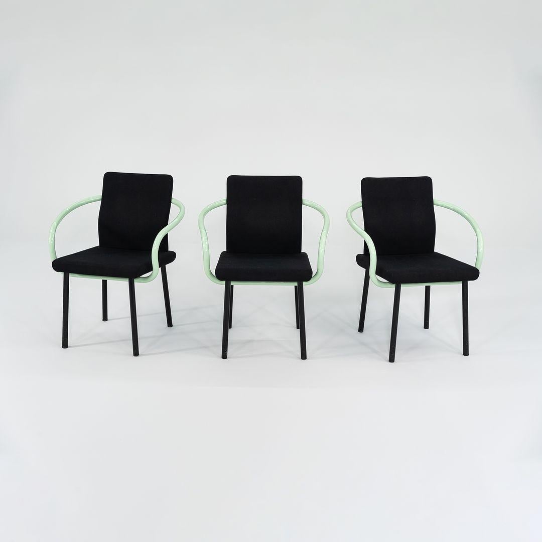 1990s Ettore Sottsass Mandarin Dining Chairs in Mint Green w/ Upholstery For Sale 4