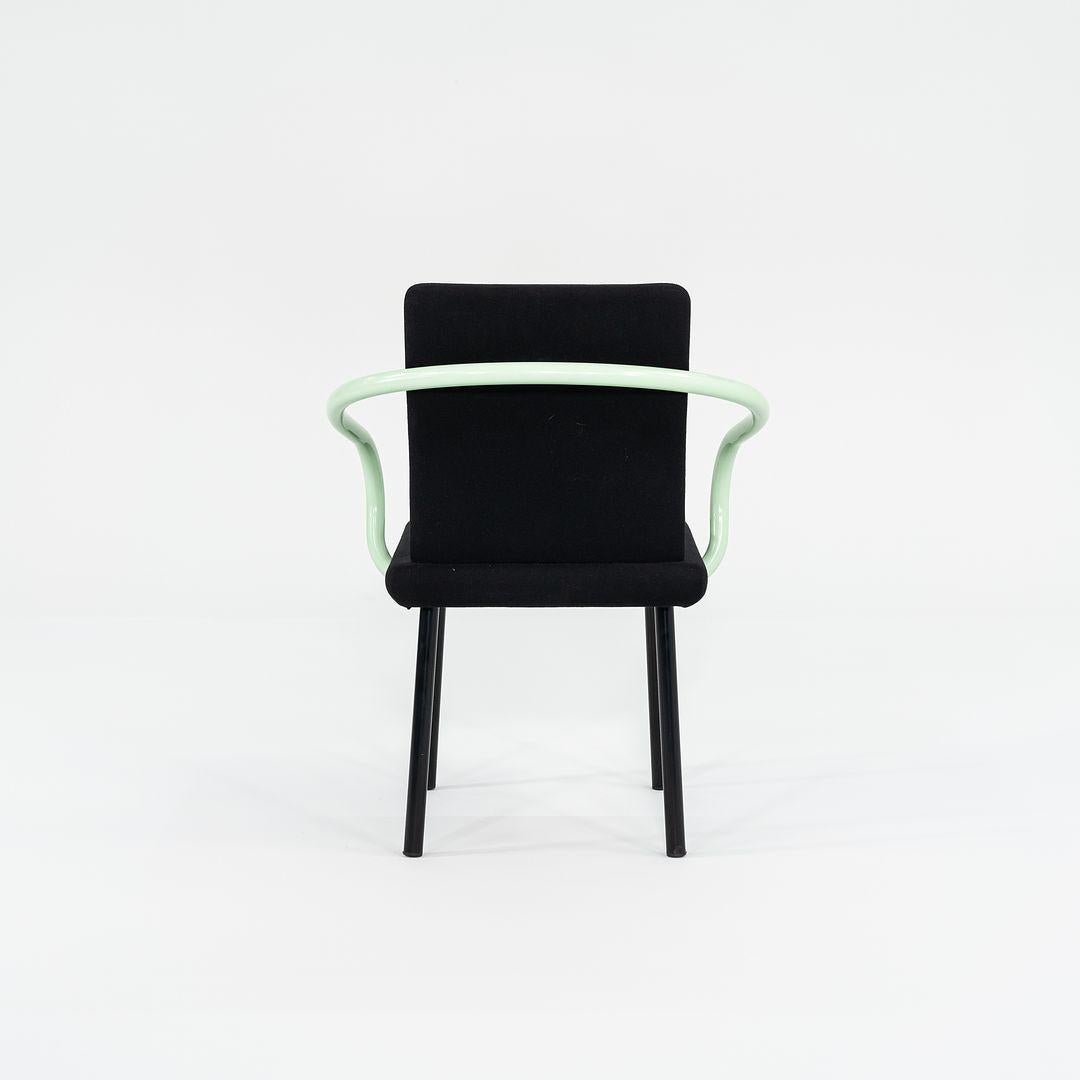 Steel 1990s Ettore Sottsass Mandarin Dining Chairs in Mint Green w/ Upholstery For Sale