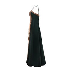 1990s Fabrice Black Satin Gown with Rose Gold Sequin Front