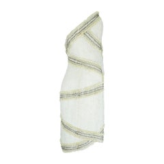 1990s Fabrice Cream Beaded and Lace Strapless Dress