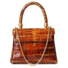 1990s Fendi brown croco stamp shoulder bag