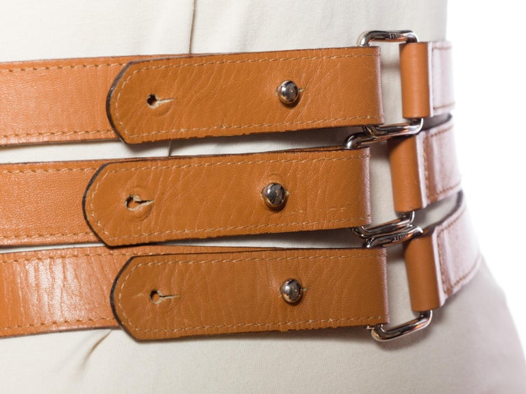 1990&#39;S Fendi Brown Leather Belt With Three Straps For Sale at 1stdibs