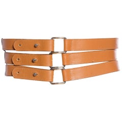 Vintage 1990'S Fendi Brown Leather Belt With Three Straps