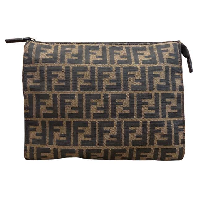 Fendi reversible leather and suede clutch For Sale at 1stDibs