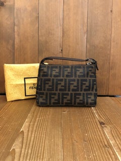 1990s FENDI Brown Zucca Jacquard Mini Pouch Handbag