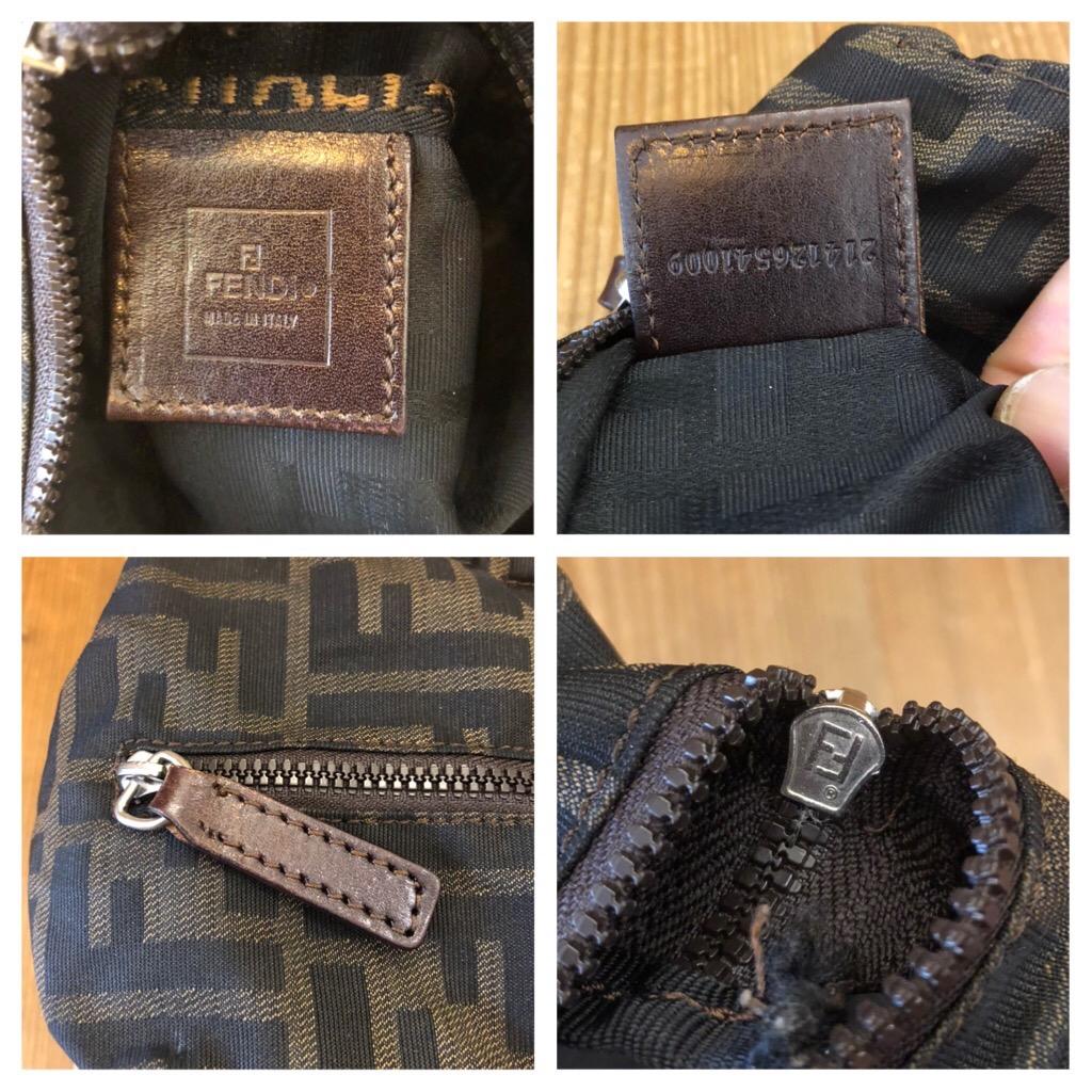 Black 1990s Vintage FENDI Brown Zucca Jacquard Mini Pouch Handbag