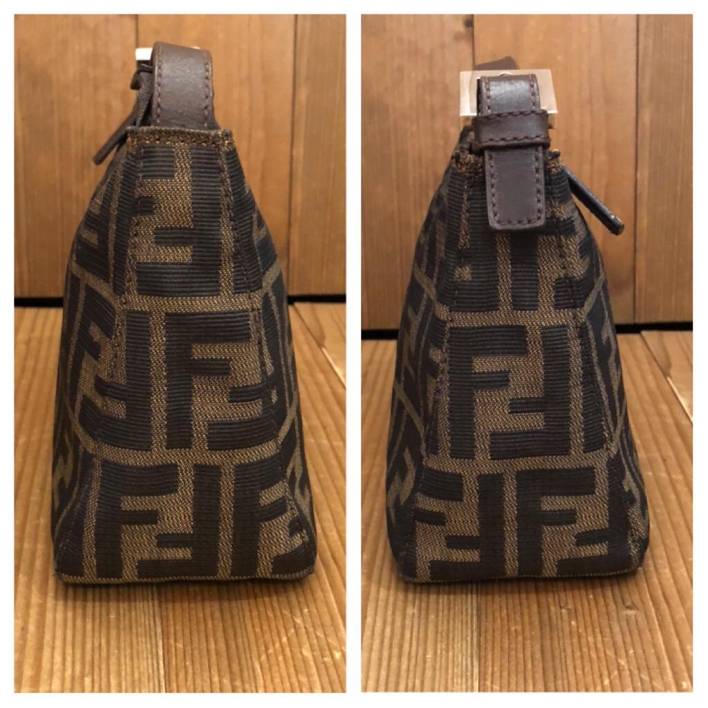 Black 1990s FENDI Brown Zucca Jacquard Mini Pouch Handbag