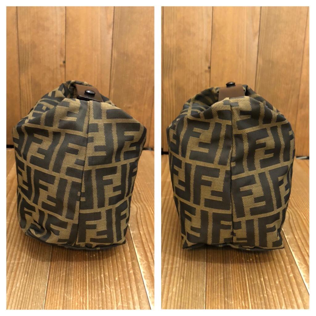 1990s FENDI Brown Zucca Jacquard Mini Pouch Handbag In Excellent Condition In Bangkok, TH