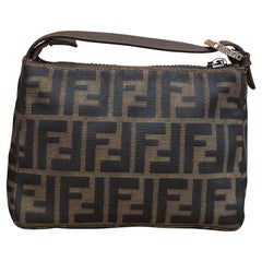 1990s FENDI Brown Zucca Jacquard Mini Pouch Handbag
