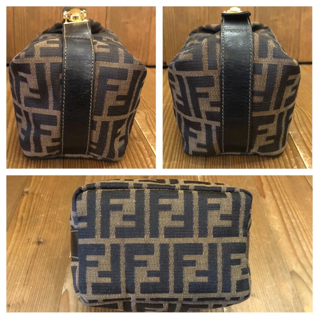 1990s FENDI Brown Zucca Jacquard Mini Vanity Pouch GHW In Good Condition In Bangkok, TH