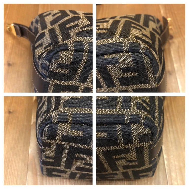 1990s Vintage FENDI Brown Zucca Jacquard Mini Vanity Pouch with