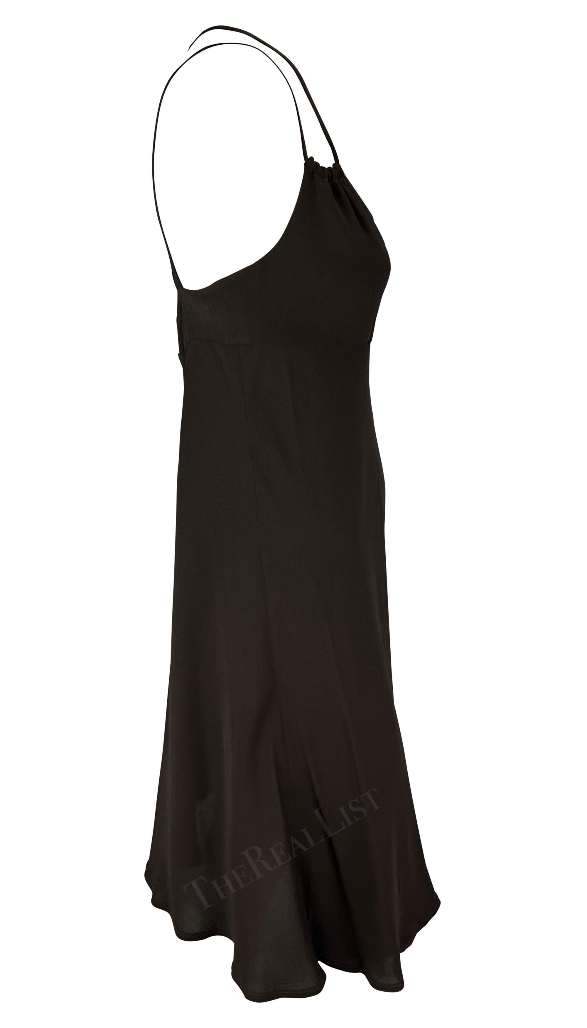 Black 1990s Fendi by Karl Lagerfeld Brown Spaghetti Strap Mini Dress For Sale
