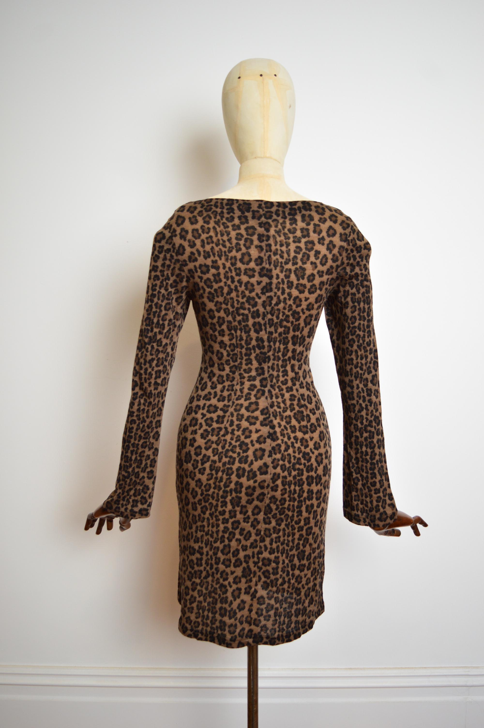 1990's Fendi by Karl Lagerfeld Long sleeve Leopard Zucca print mini Dress For Sale 6