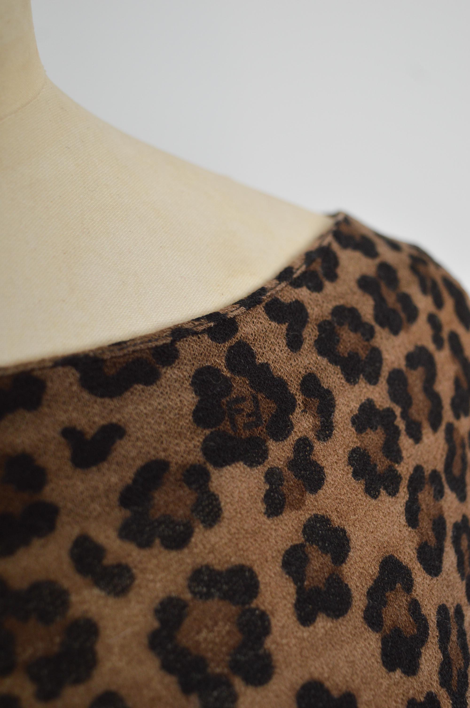 1990's Fendi by Karl Lagerfeld Long sleeve Leopard Zucca print mini Dress In Good Condition For Sale In Sheffield, GB