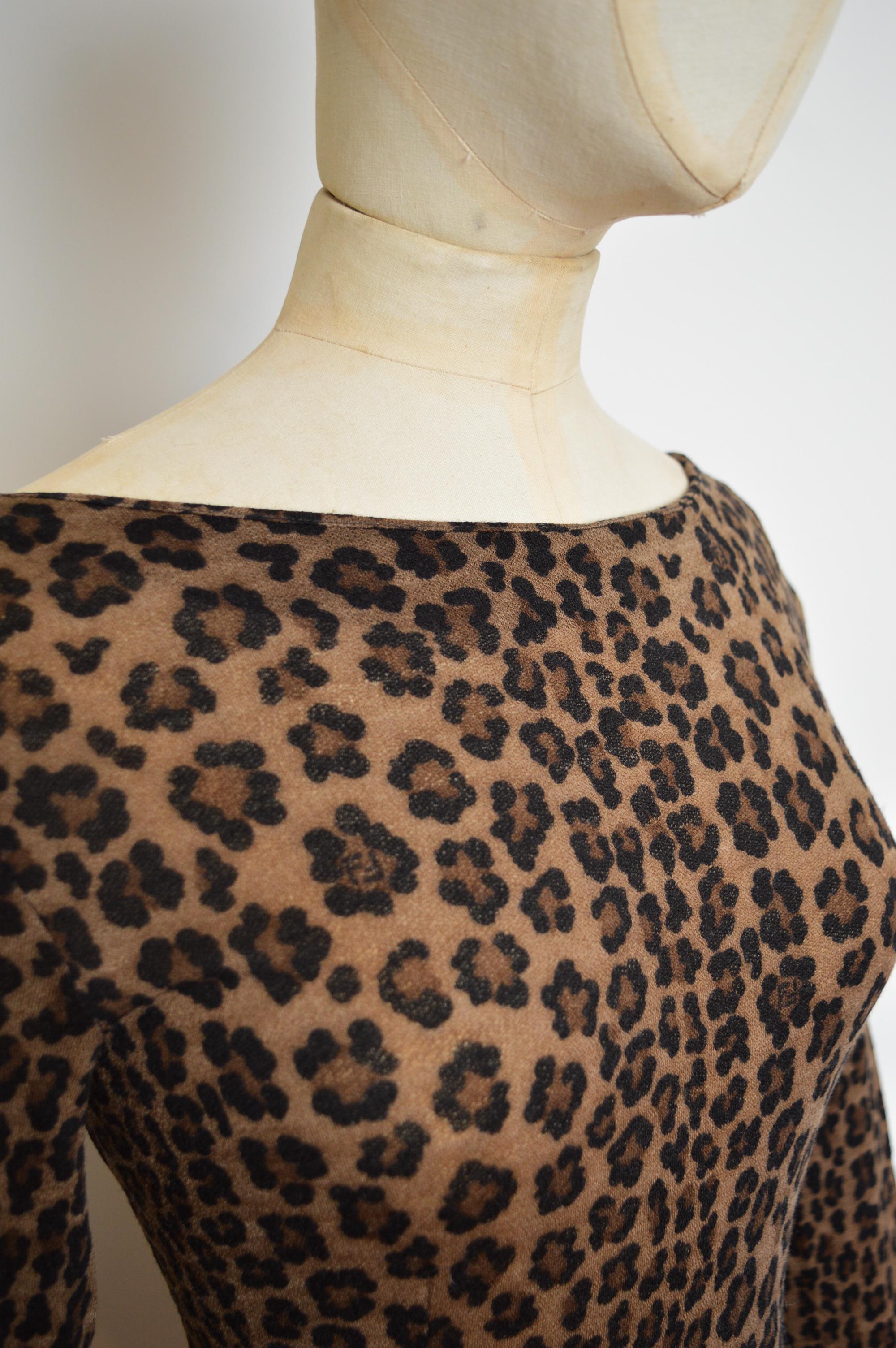 Women's 1990's Fendi by Karl Lagerfeld Long sleeve Leopard Zucca print mini Dress For Sale