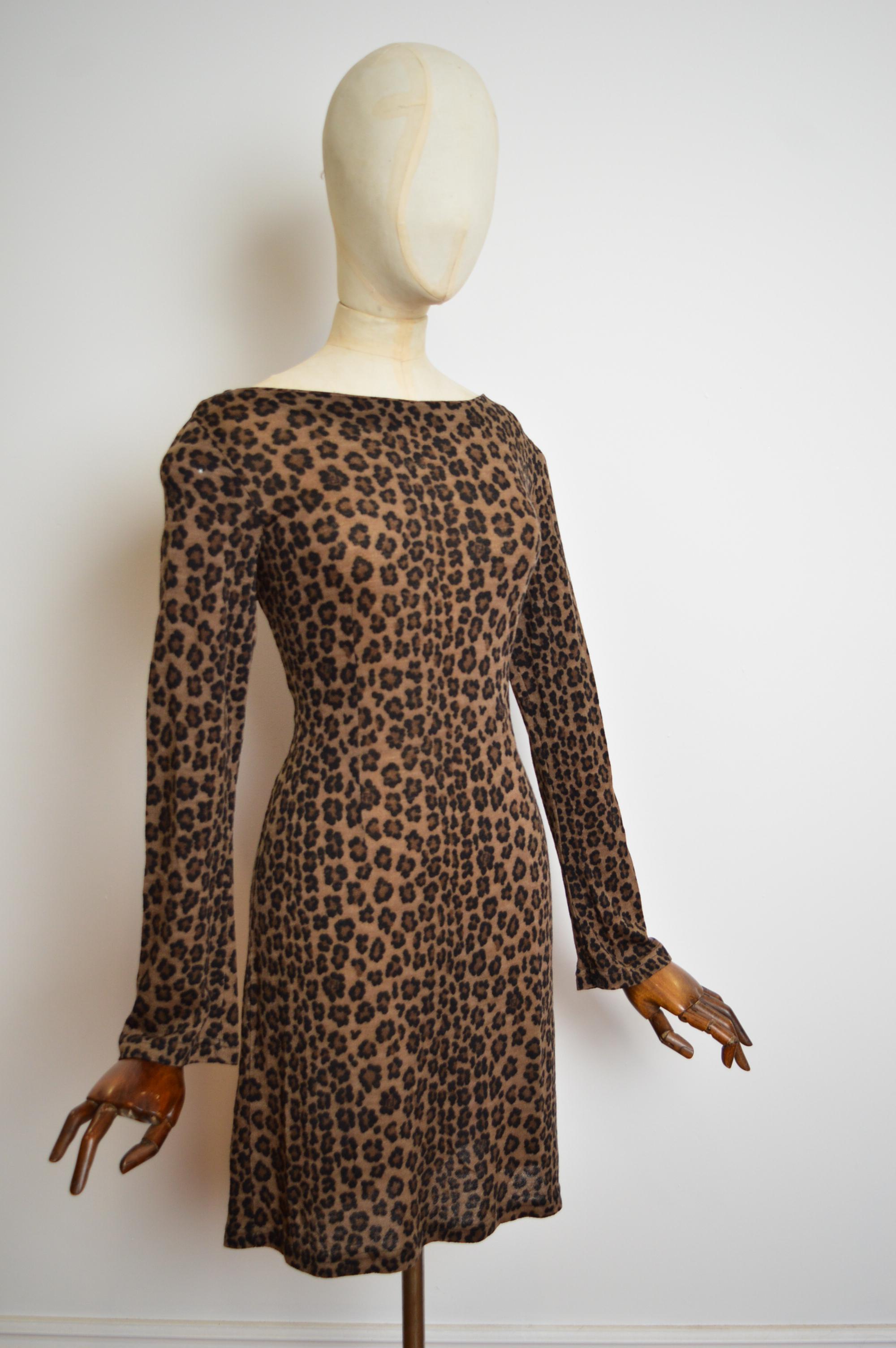 1990's Fendi by Karl Lagerfeld Long sleeve Leopard Zucca print mini Dress For Sale 2