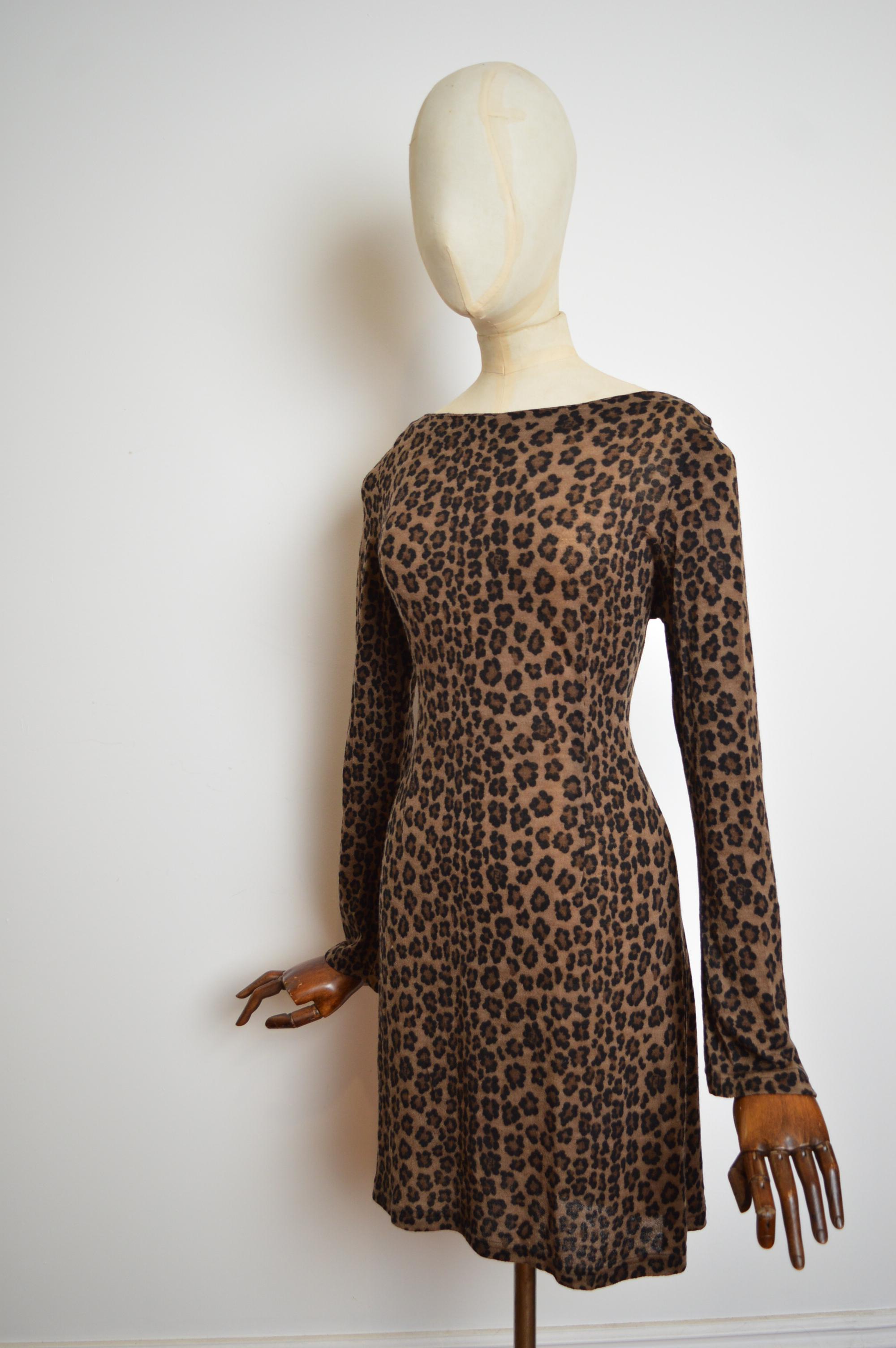 1990's Fendi by Karl Lagerfeld Long sleeve Leopard Zucca print mini Dress For Sale 3