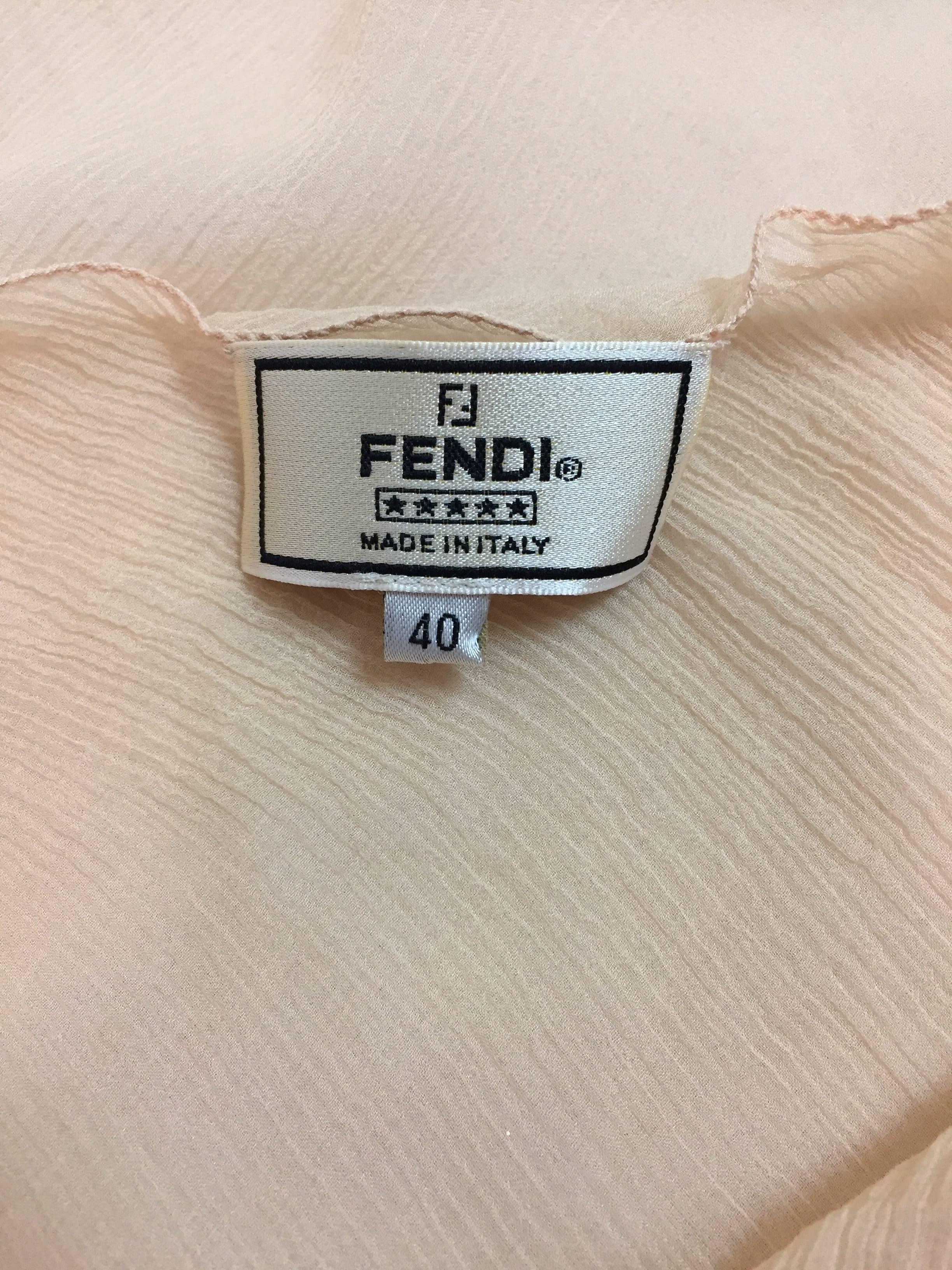 Beige 1990's Fendi by Karl Lagerfeld Sheer Peachy Nude Silk Halter Dress