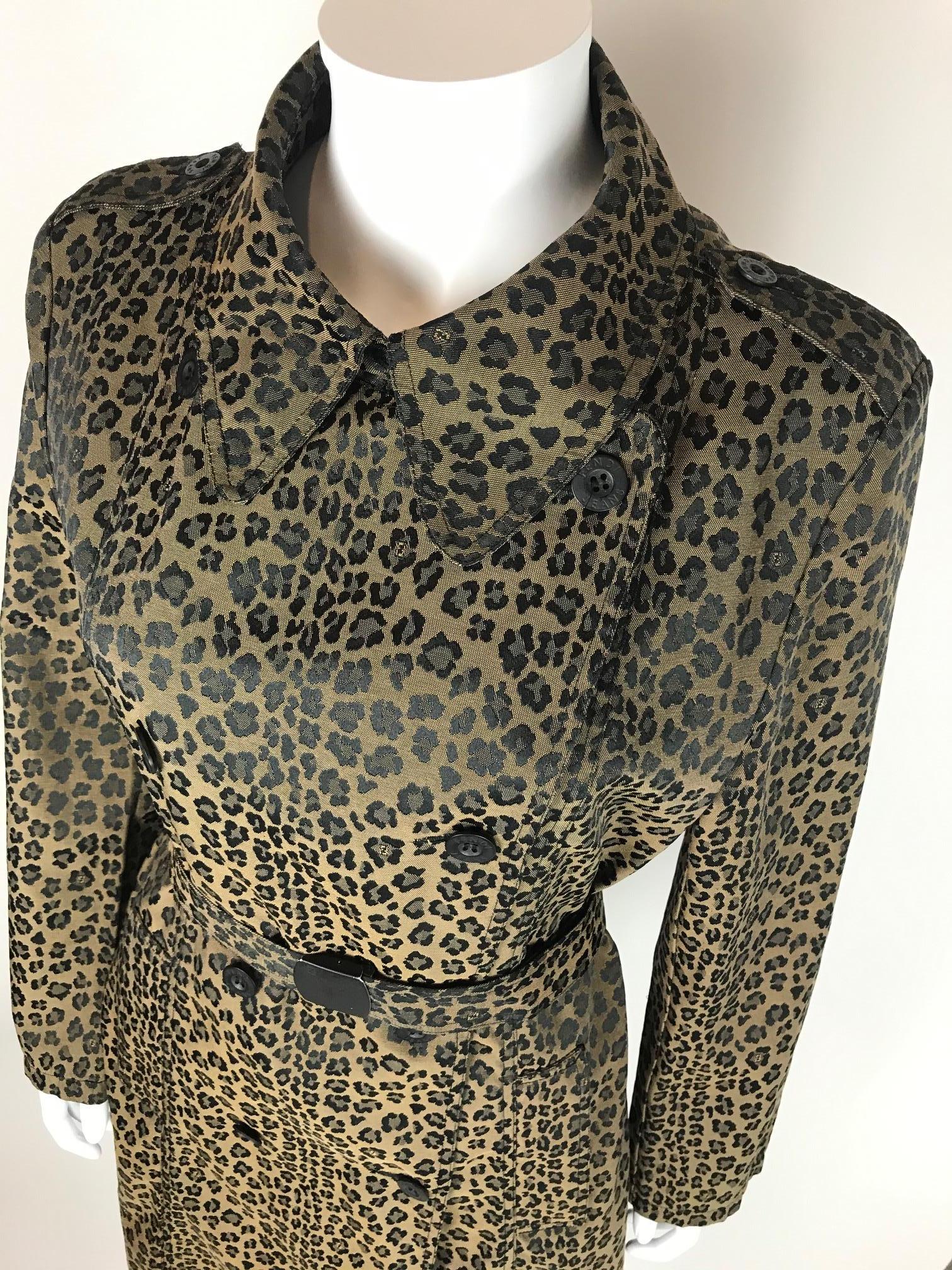 1990's Fendi Jeans Cheetah Print Trench Coat Medium size 2