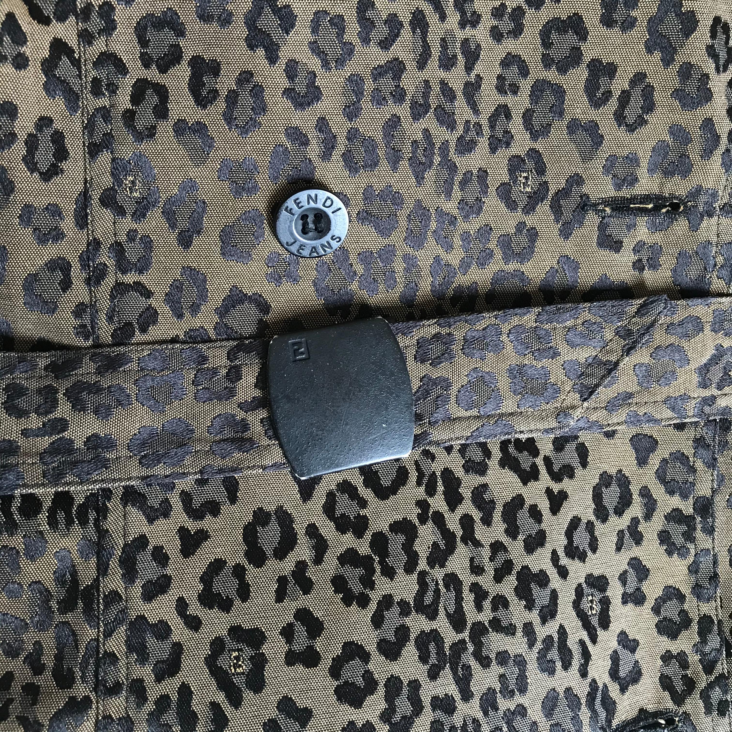 1990's Fendi Jeans Cheetah Print Trench Coat Medium size 5
