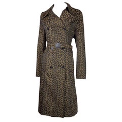 Retro 1990's Fendi Jeans Cheetah Print Trench Coat Medium size