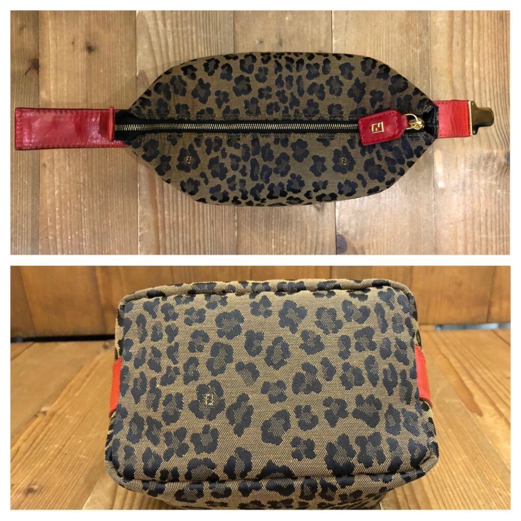1990s Vintage FENDI Leopard Jacquard Mini Vanity Pouch GHW In Good Condition In Bangkok, TH