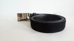 1990s Fendi Logo Black Suede Leather Belt