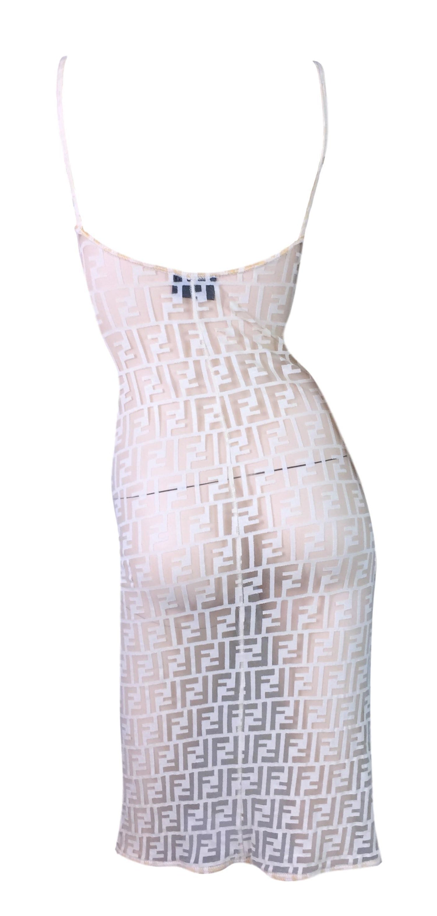 1990 S Fendi Sheer Nude Nylon Monogram Logo Wiggle Dress 40 S At 1stdibs