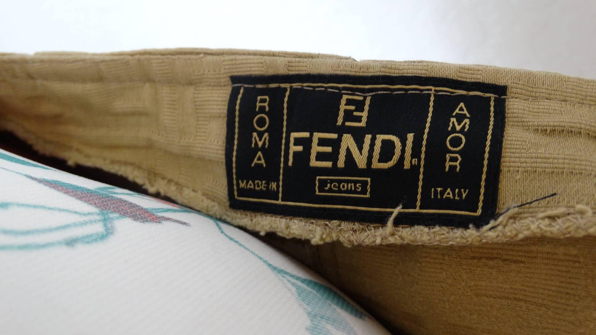 1990s Fendi Tan Zucca Zip Up Denim Skirt  In Excellent Condition In Scottsdale, AZ