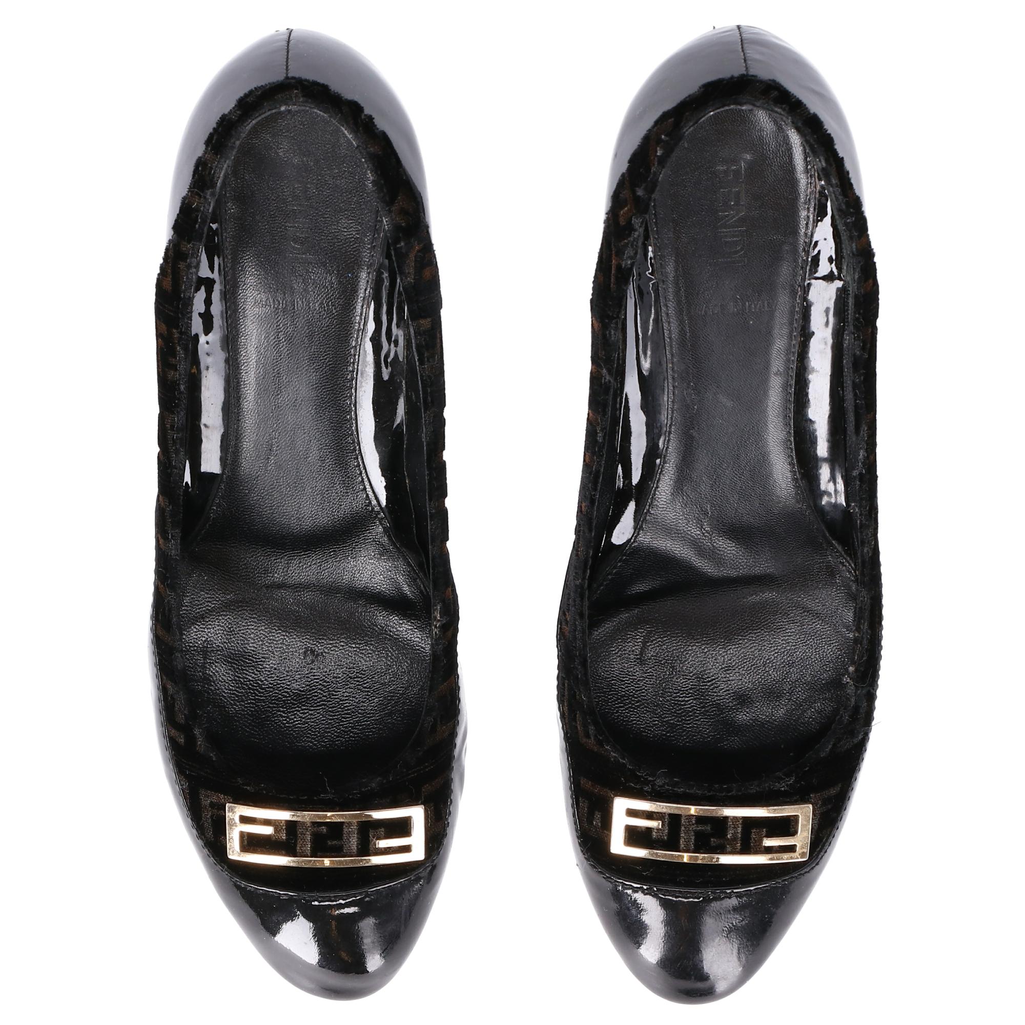 Black 1990s Fendi Wedge Shoes For Sale