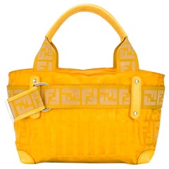 1990s Fendi Yellow Nylon And Leather Handbag