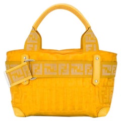 1990s Fendi Yellow Nylon And Leather Handbag
